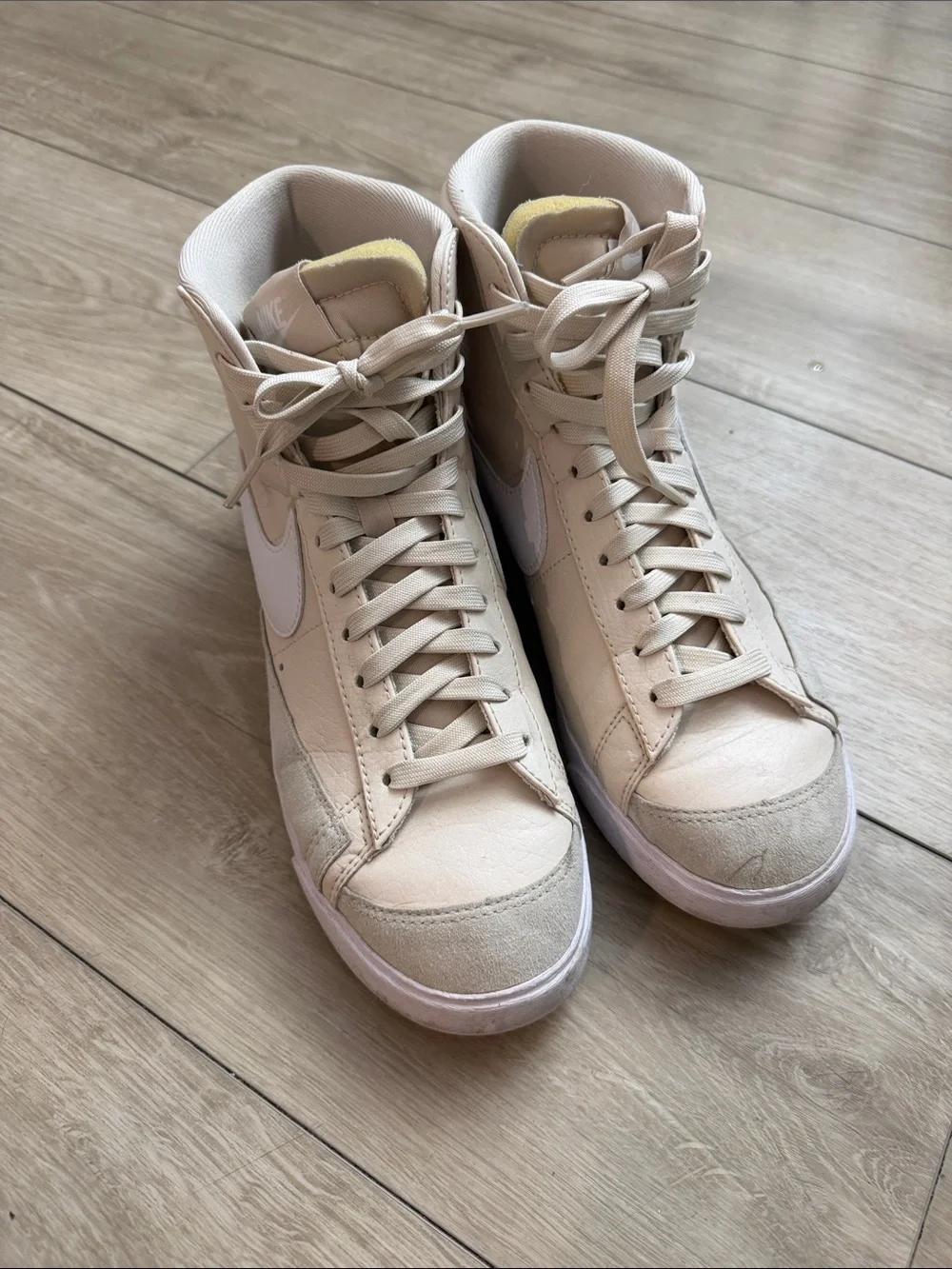 Nike Women’s ‘77 Blazers High-Top Sneakers in Beige and White